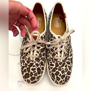 Keds Leopard Print Platform Shoe Women size 7.5 Brown & Cream/Tan